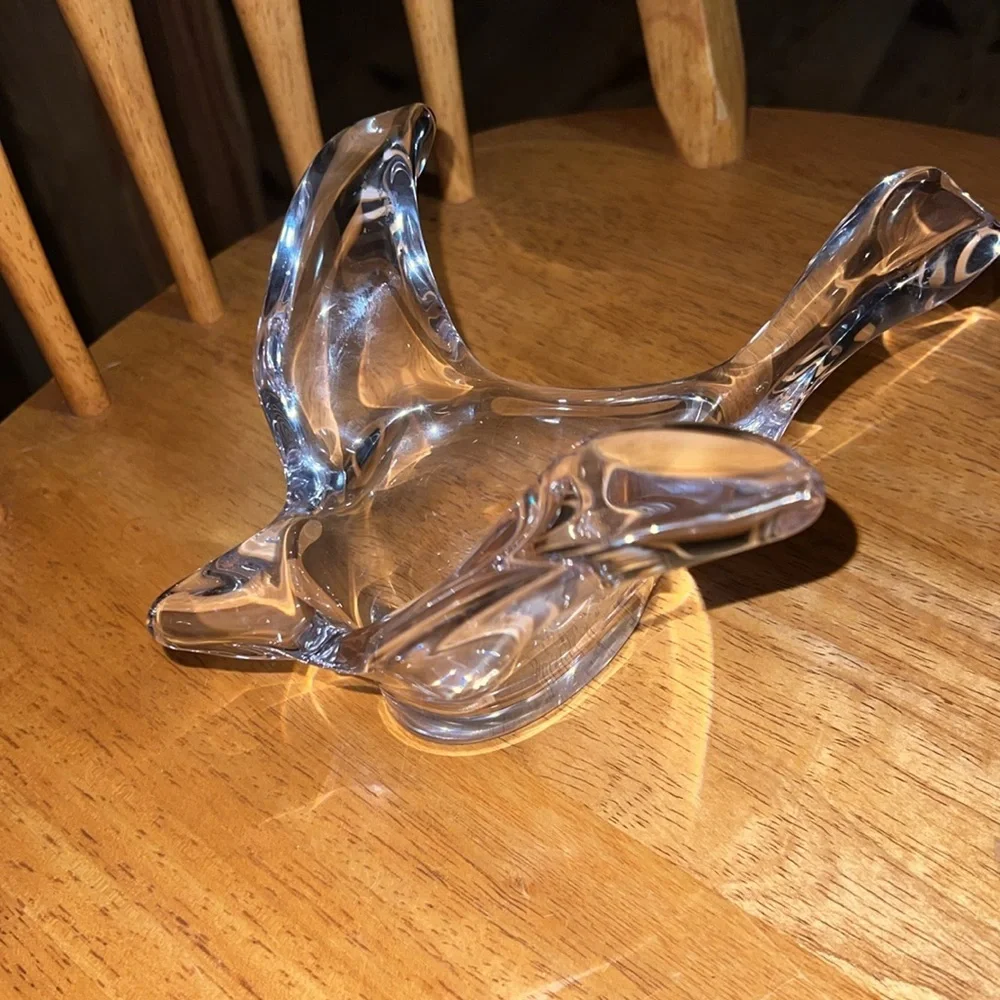 Vintage Princess House Clear Lead Crystal Flying Bird~Dove Trinket/Candy Dish